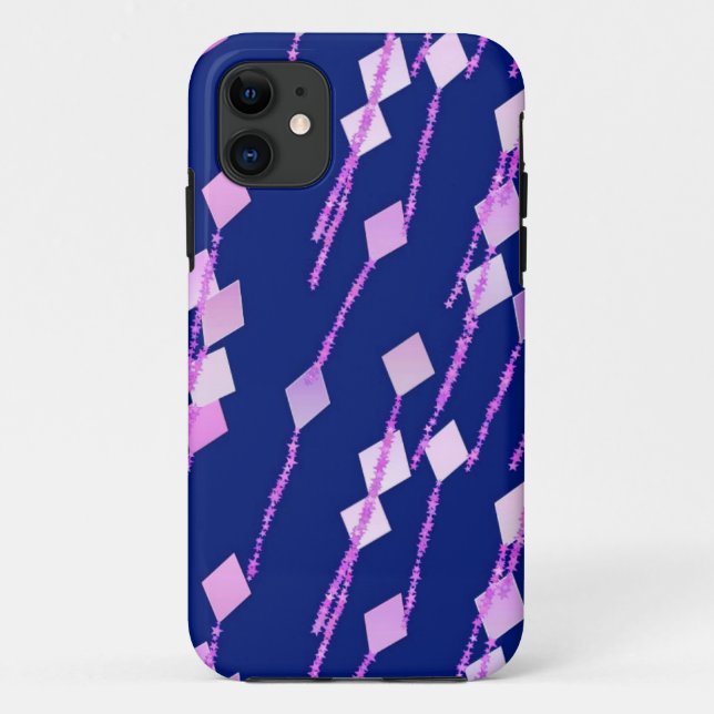 Funda De Case-Mate Para iPhone lavanda y cometas rosas contra el azul oscuro (Reverso)