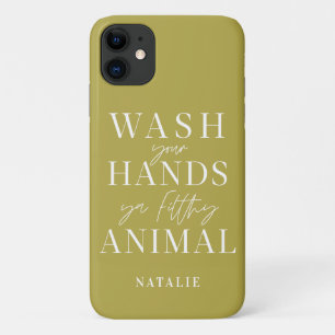 Funda Para iPhone 11 Lávate las manos con un animal mugriento divertido