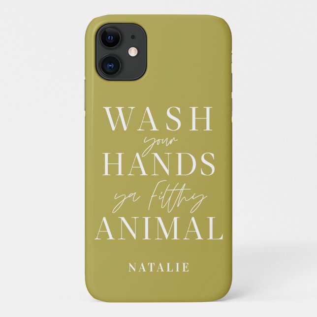 Funda De Case-Mate Para iPhone Lávate las manos con un animal mugriento divertido (Reverso)