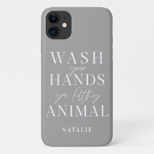 Funda Para iPhone 11 Lávate las manos con un animal mugriento divertido