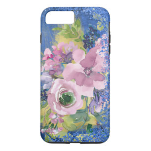 Funda Para iPhone 8 Plus/7 Plus Lavender Blues Watercolor Floral Purpurina