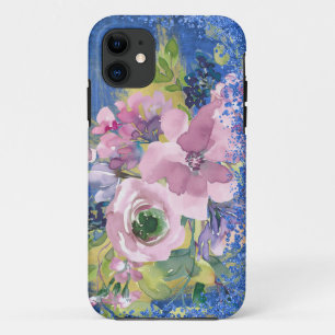 Funda Para iPhone 11 Lavender Blues Watercolor Floral Purpurina