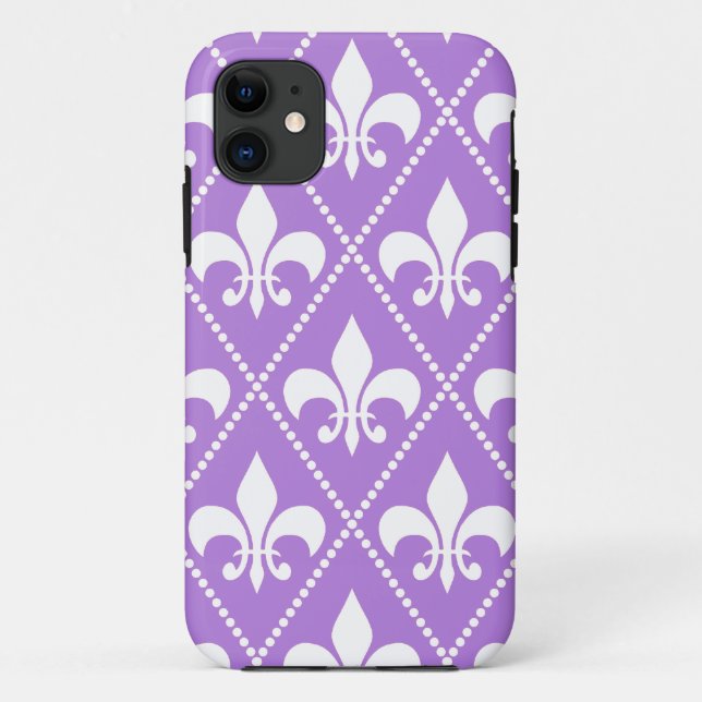 Funda De Case-Mate Para iPhone Lavender Fleur de Lis (Reverso)