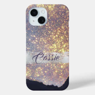 Funda Para iPhone 15 Lavender Violet Gold Star Swatch