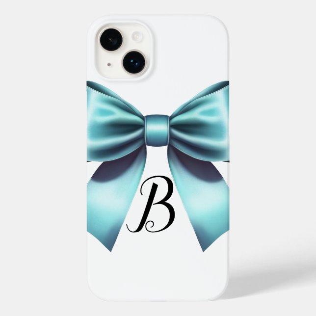 Funda De Case-Mate Para iPhone Lazo Azul Turquesa Elegante Boda Bridal Shower (Reverso )