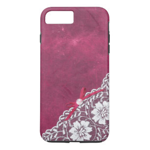 Funda Para iPhone 8 Plus/7 Plus Lazo blanco + perla en el fondo rosado