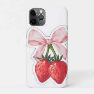 Funda Para iPhone 11 Pro Lazo de cinta rosa de fresa lindo Estética en espi