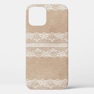 Funda Para iPhone 12 Lazo fuera de blanco sobre textura de papel de épo