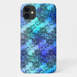 Funda Para iPhone 11 Lazo Negro Sobre El Vidrio Azul Suave