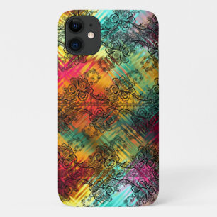 Funda Para iPhone 11 Lazo negro sobre vidrio arcoiris