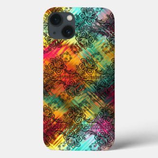 Funda Para iPhone 13 Lazo negro sobre vidrio arcoiris