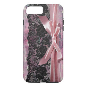 title_seo2 Lazo negro vintage -puntos- cinta rosa