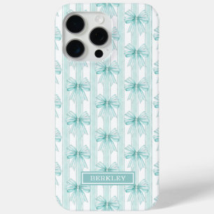 Funda Para iPhone 15 Pro Max Lazos Coquette Acuáticos en Rayas Monogramadas