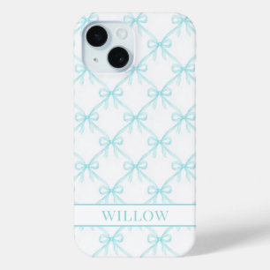 Funda Para iPhone 15 Lazos de Acuarela Aqua Coquette