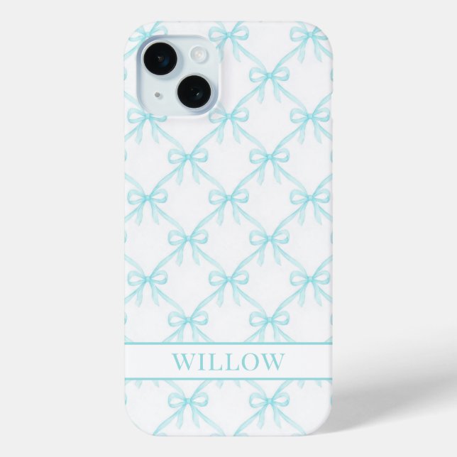 Funda De Case-Mate Para iPhone Lazos de Acuarela Aqua Coquette (Reverso )