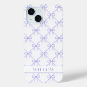 Funda Para iPhone 15 Lazos de acuarela Coquette Morada