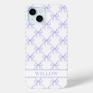 Funda Para iPhone 15 Mini Lazos de acuarela Coquette Morada