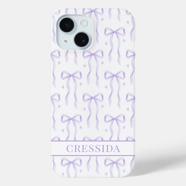 Funda De Case-Mate Para iPhone Lazos de Coqueta Morada Monogramados (Reverso )