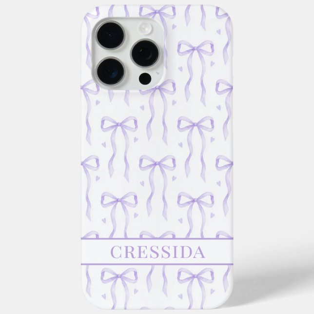 Funda De Case-Mate Para iPhone Lazos de Coqueta Morada Monogramados (Reverso )