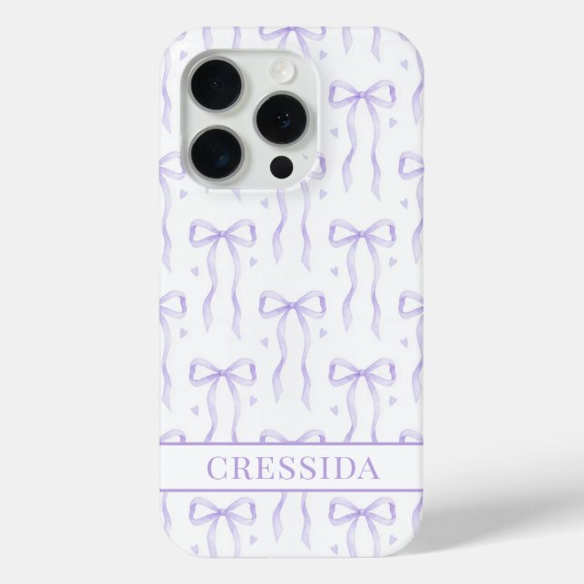 Funda De Case-Mate Para iPhone Lazos de Coqueta Morada Monogramados (Reverso )