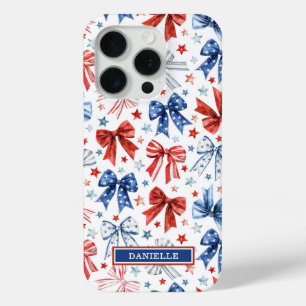Funda Para iPhone 15 Pro Lazos de Coqueta Patriótica Monogramados