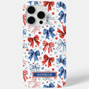 Funda Para iPhone 15 Pro Max Lazos de Coqueta Patriótica Monogramados