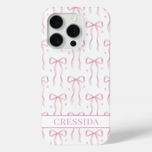 Funda De Case-Mate Para iPhone Lazos de Coqueta Rosa Monogramados (Reverso )