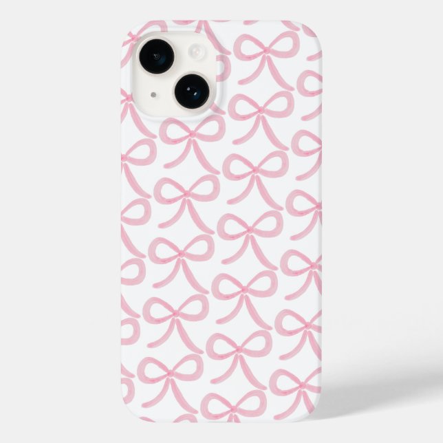Funda De Case-Mate Para iPhone Lazos rosados Coquette Preppy (Reverso )