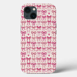 Funda Para iPhone 13 Lazos rosados dibujados a mano con patrón de coque