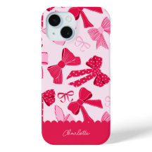 Lazos rosados y rojos Coquette dibujados a mano Pr