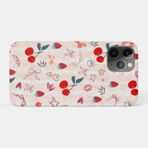 Funda Para iPhone 11 Pro Lazos y Estrellas de Cereza Dulce Diseño Estético