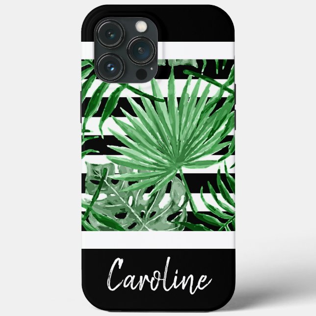 Funda De Case-Mate Para iPhone Leafas de palmas tropicales personalizado Bandas b (Reverso )