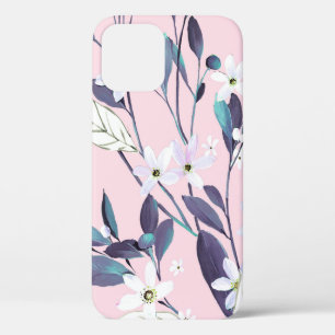 Funda Para iPhone 12 Leavesart morado, flor, qué pintado a mano