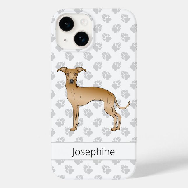 Funda De Case-Mate Para iPhone Lebrel italiano cervato Perro lindo con nombre per (Reverso )