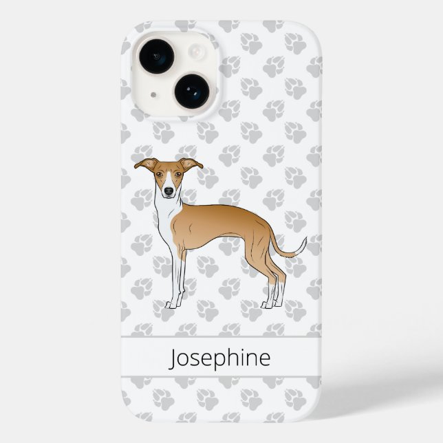 Funda De Case-Mate Para iPhone Lebrel Italiano de color cervato y blanco con nomb (Reverso )