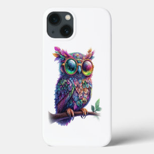 Funda Para iPhone 13 Lechuza colorida vibrante con diseño de lentes vib