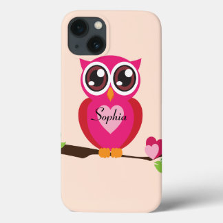 Funda Para iPhone 13 Lechuza de amor con nombre personalizado