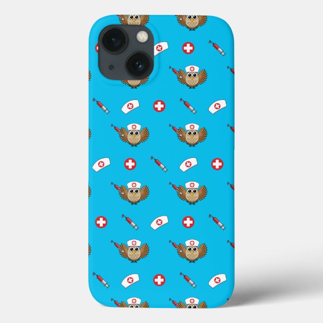 Funda De Case-Mate Para iPhone Lechuza de enfermera con Personalizado de jeringas (Reverso)