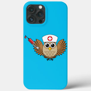Funda Para iPhone 13 Pro Max Lechuza de enfermera con Personalizado de jeringas