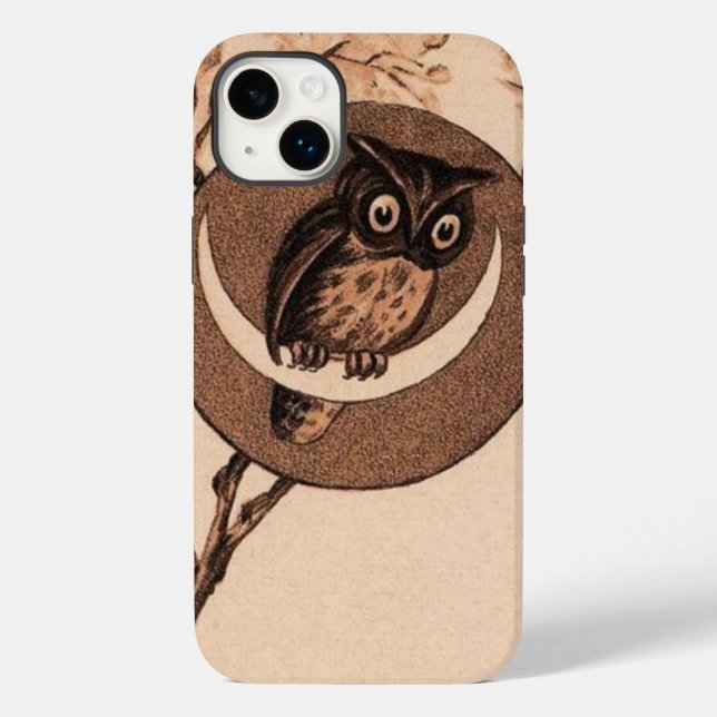 Funda De Case-Mate Para iPhone Lechuza de época en la luna (Reverso )