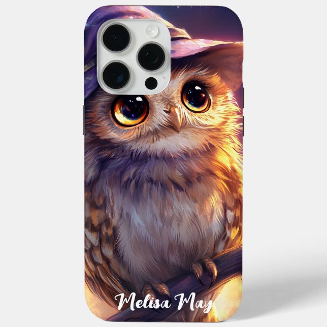 Funda De Case-Mate Para iPhone Lechuza linda con un Gorra de brujas (Reverso )