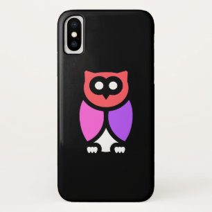Funda Para iPhone X Lechuza nocturna, bello rosa y rojo, arte pop abst