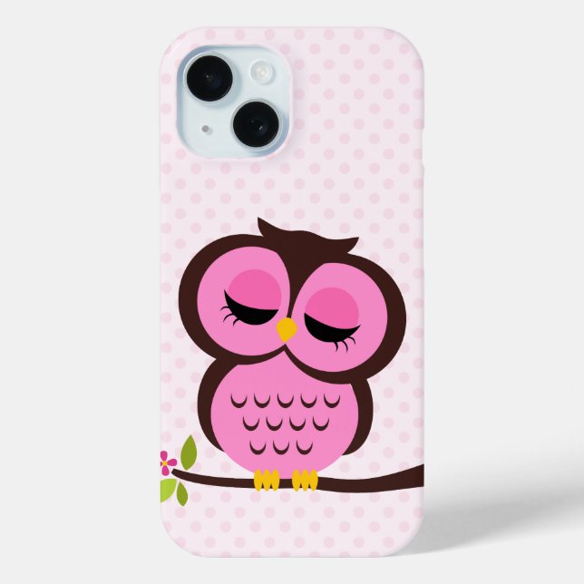 Funda De Case-Mate Para iPhone Lechuza rosa (Reverso )