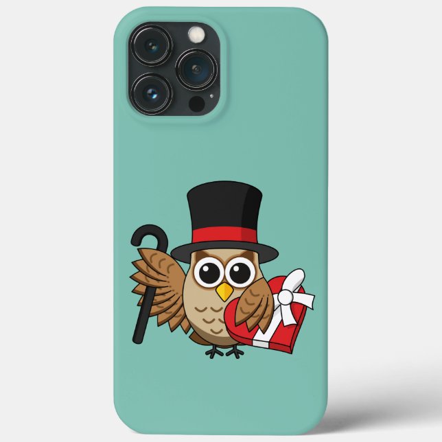 Funda De Case-Mate Para iPhone Lechuza sofisticada con caja de chocolate para el  (Reverso )