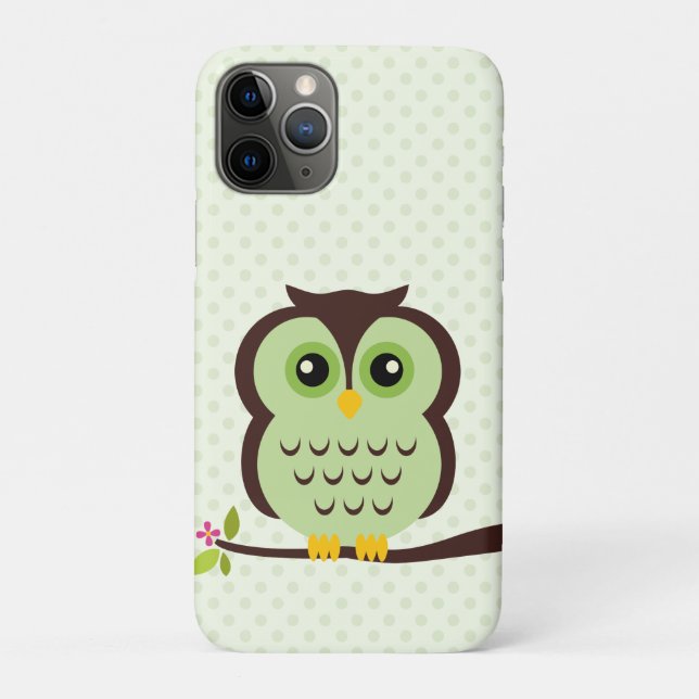 Funda De Case-Mate Para iPhone Lechuza verde lisa (Reverso)