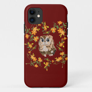 Funda Para iPhone 11 Lechuza y flores