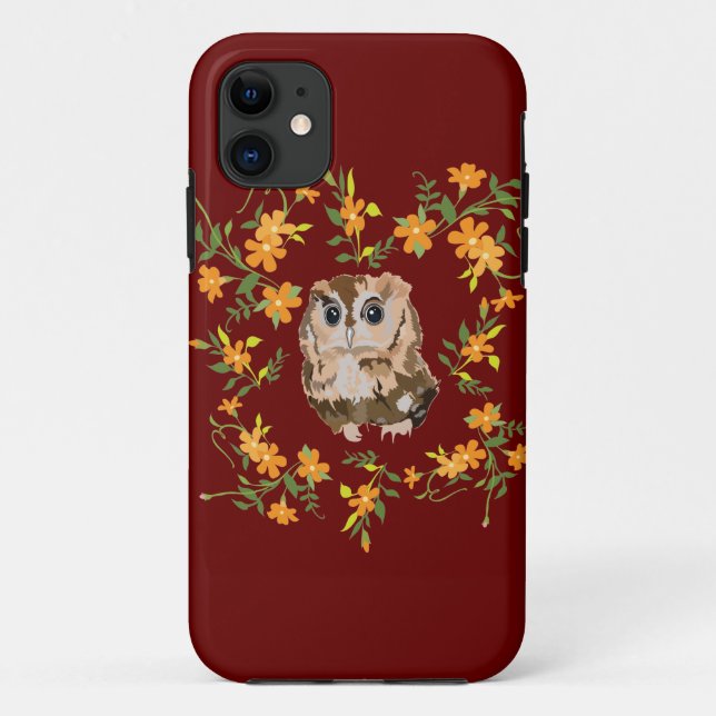 Funda De Case-Mate Para iPhone Lechuza y flores (Reverso)