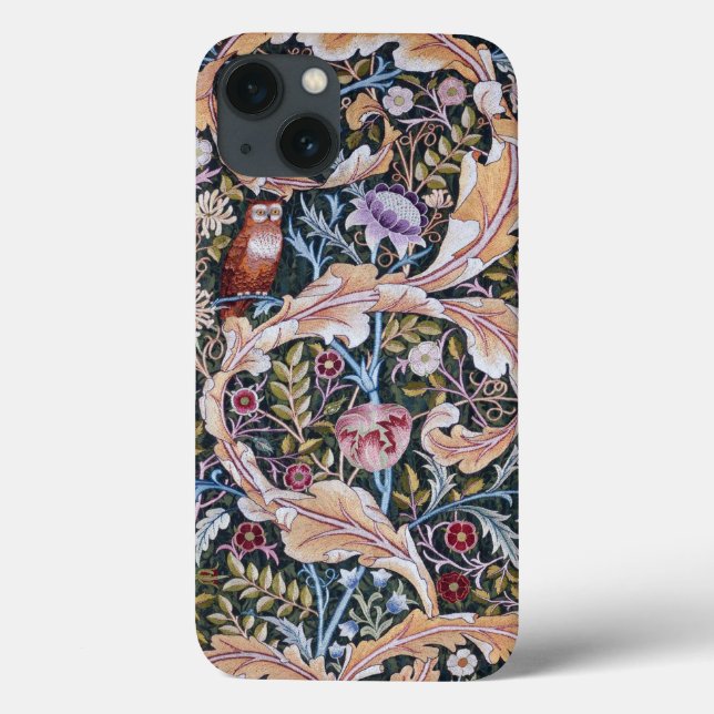Funda De Case-Mate Para iPhone Lechuza y flores, William Morris (Reverso)
