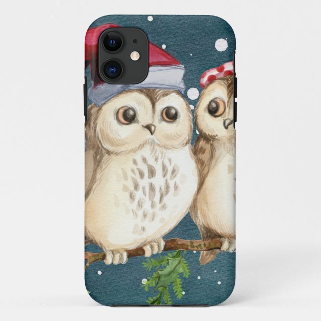 Funda De Case-Mate Para iPhone Lechuzas de navidades-cereza (Reverso)