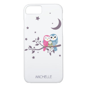 Funda Para iPhone 8/7 Lechuzas Nocturnas Cutas Añade Tu Nombre   Natural